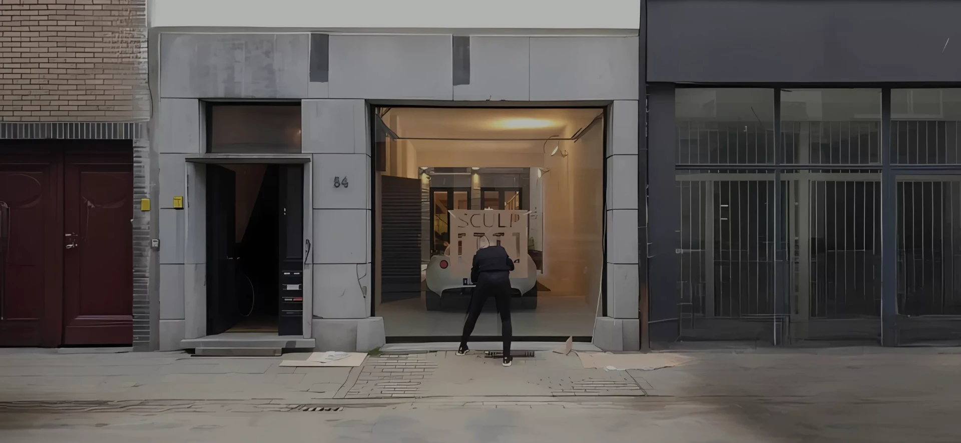 Porte de garage vitrée pour Sculp IT Architects